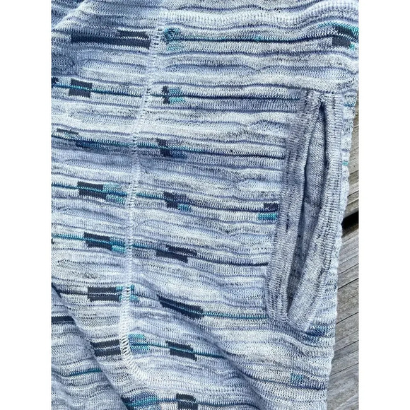 Nic + Zoe Medium Gray Blue Open Front Duster Cardigan Sweater Boho Women Geo - Picture 4 of 13